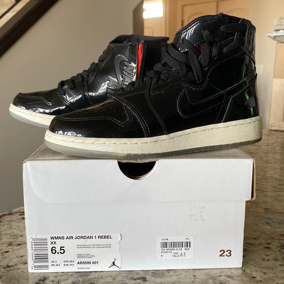 Nike air jordan 1 rebel womens size 6.5 (gloss black) - Picture 1 of 5